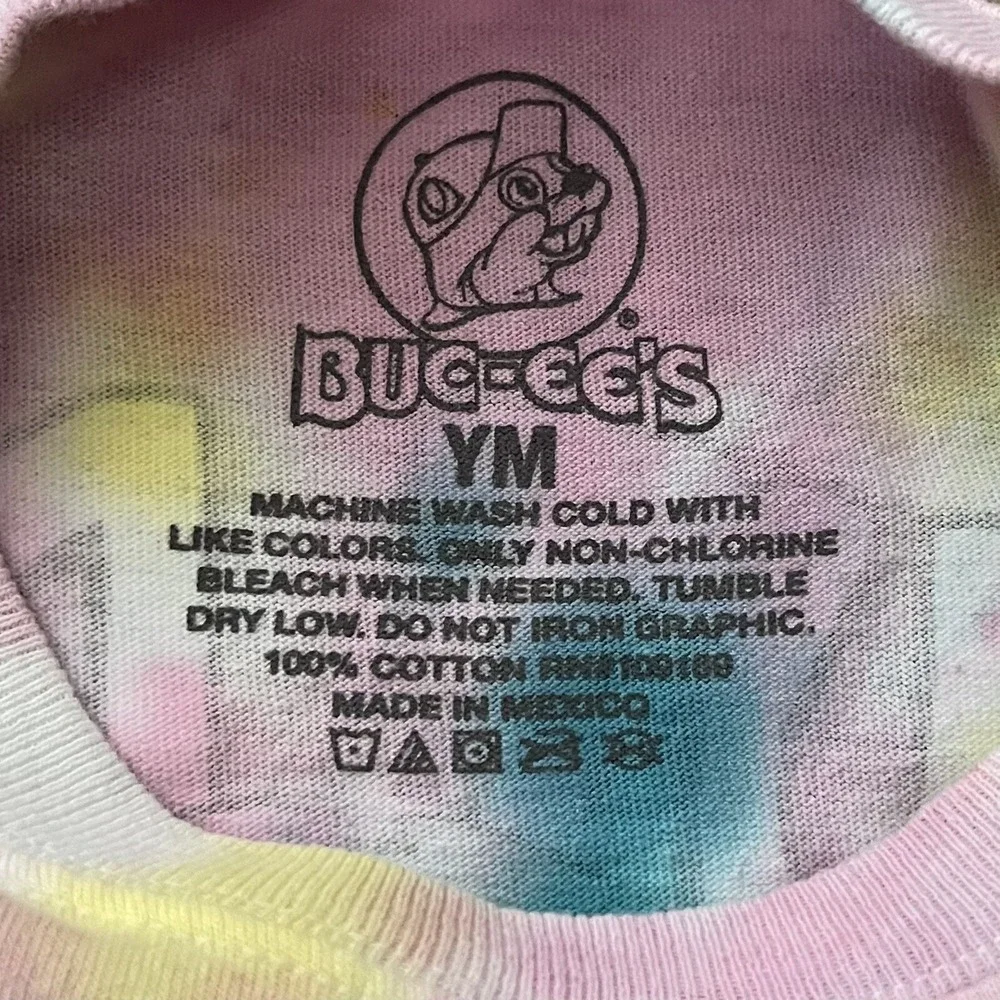 Buc-ee's Eastern‎ Bunny Tie Dye Girls Short Sleeve Pullover Shirt Size M Youth